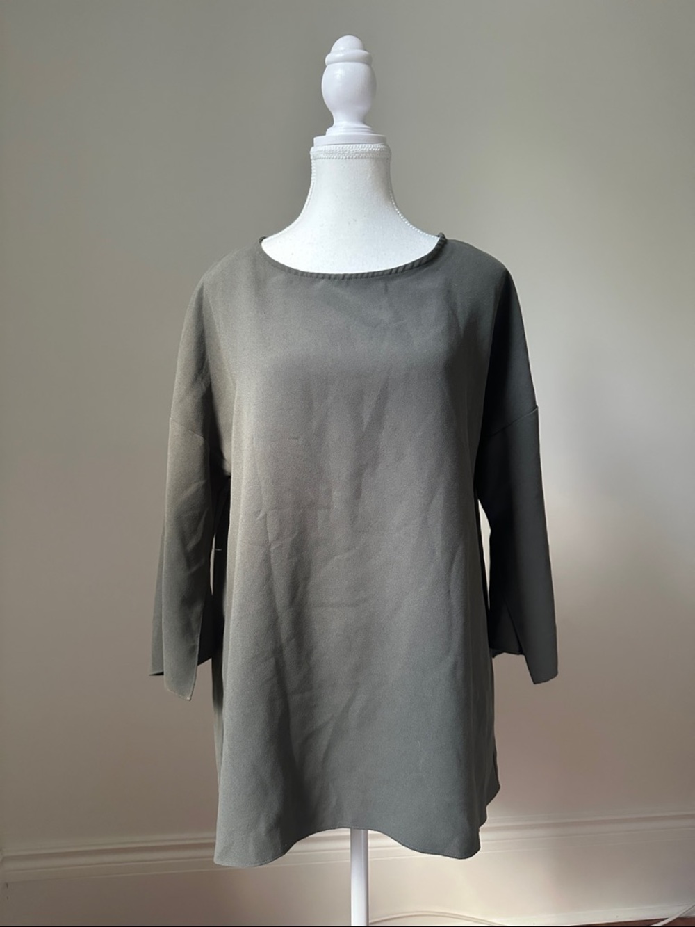 OAK + FORT Grey Lightweight Office Work Preppy Long Sleeve Blouse Size Medium